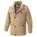 Men’s Lightweight Cotton Jacket – Multi-Pocket Workwear Style (Khaki/Army Green/Black, M-6XL, Breathable & Water-Resistant, Urban Utility)_viptrois.com