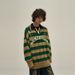 New Eco-friendly Fabric American Retro College Style Striped Sweater Men's Autumn And Winter New Oversized Loose Knitted Sweater Top Couple Tide_viptrois.com