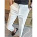 Men's Clothing White Drape Anti Wrinkle Ice Silk Cropped Trousers Men's Slim Fit Casual Trousers Trendy Fashion Versatile Trousers_viptrois.com
