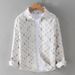 Men's Clothing Design Plaid Hole Print Splicing Long Sleeved Shirt Hollow Trend Cotton Shirt Jacket Men's Trend_viptrois.com