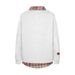 American College Style Embroidered Cartoon Two-Piece Plaid Patchwork Turn-Down Collar Sweatshirt Men's Spring And_viptrois.com