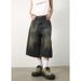 Men's Clothing Retro Dark Blue Denim Shorts Men's Niche Versatile Trendy Brand Loose Straight Wide Leg Cropped Pants Drape_viptrois.com