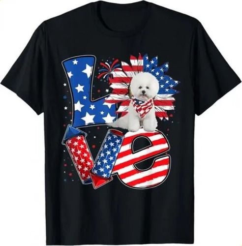 2026 T-shirt4th Of July Decor Patriotic Love Bichon Frise Dog Usa_viptrois.com