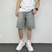 American Style Men's Denim Shorts Summer Thin Loose Straight Leg Distressed Jacquard Trendy Casual Pants_viptrois.com