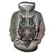2024 Men's Casual Children's Sweatshirt 3D Printed Hoodie Animal Owl_viptrois.com