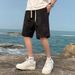 Men's Summer Ice Silk Shorts Printed Five-Point Loose Straight Leg Drawstring Sports Pants Thin Durable Trendy Bottoms_viptrois.com