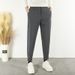 Men's Slim Fit Tapered Trousers, Stretch Ankle-Length Dress Pants For Business Casual, Lightweight Wrinkle-Resistant Office Pants In Black Gray Khaki_viptrois.com