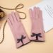 Gentle Bow Winter Driving Gloves For Women, Thickened And Fleece-lined, Warm, Windproof, Woolen, Finger-separated,_viptrois.com
