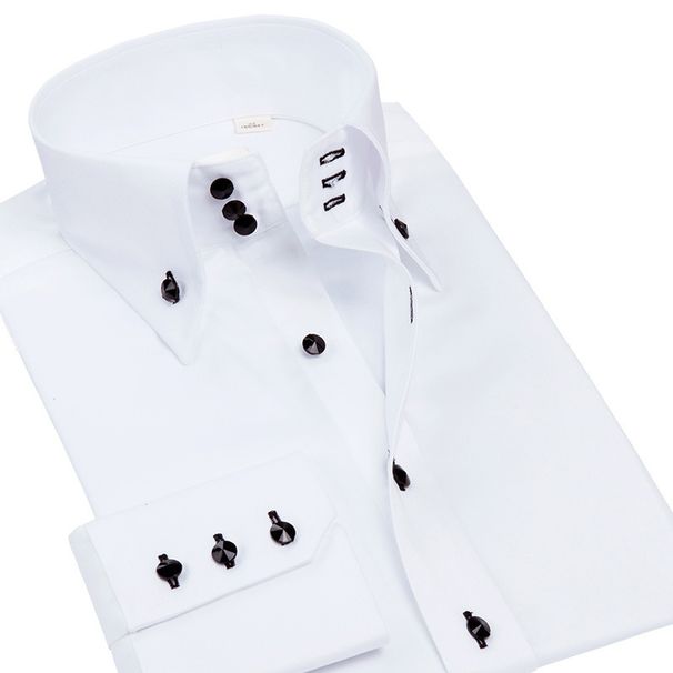 Men's Clothing Spring And Autumn New Crystal Button Men's Long Sleeved Shirt Elastic High End Business Casual Slim Trend Men's Shirt_viptrois.com