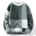 Men's Oversized Knit Sweater - Round Neck, Loose Fit Casual Pullover (Black/Pink/Khaki/Army Green)_viptrois.com