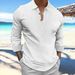 Men's Clothing Long Sleeve Cotton And Linen Lapel Button Casual Shirt_viptrois.com