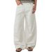Unisex High Street White Casual Pants – Relaxed Fit, Minimalist & Versatile Straight-Leg Trousers_viptrois.com