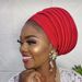 Women's Scarves Beauty Strip Multi Layer Exaggerated Turban Cap Hat Muslim Headscarf Hat_viptrois.com