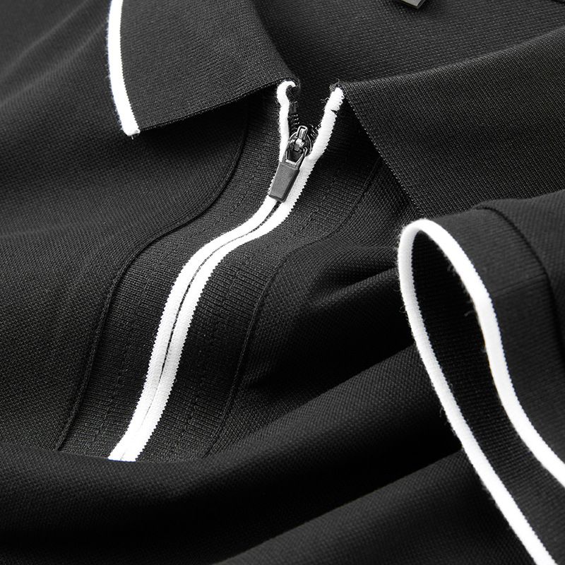 Men's Clothing Half Zipper Polo Shirt Short Sleeved T Shirt Lapel Summer Casual Half Sleeved Collar Top Clothes_viptrois.com