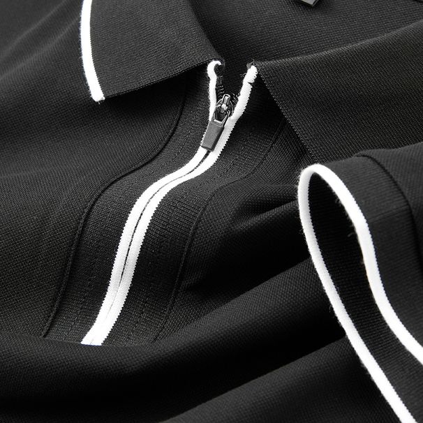 Men's Clothing Half Zipper Polo Shirt Short Sleeved T Shirt Lapel Summer Casual Half Sleeved Collar Top Clothes_viptrois.com