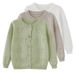 Mother & Kids Soft Cotton Knit Cardigan For Baby Girls & Boys – Lightweight Spring/Autumn Long Sleeve Open Front Sweater (Green/Khaki/White, S-XXL)_viptrois.com