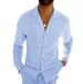 Men's Button-Up Shirt Jacket – Wrinkle-Resistant 100% Cotton (S-XXXL) | Slim-Fit Lapel Casual Blouse In 6 Colors (Sky Blue/Stone Grey)_viptrois.com