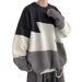 New trendy brand color blocking round neck warm sweater for autumn and winter, men's spliced knit sweater jacket_viptrois.com