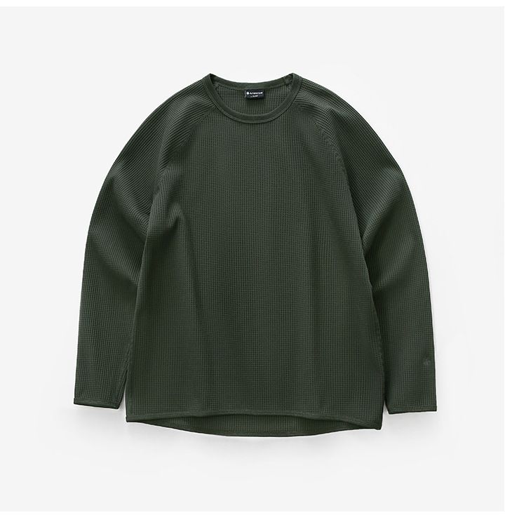 Men's Waffle-Knit Long Sleeve T-Shirt – Lightweight, Moisture-Wicking & Stretchy (Graphite Black/Ocean Blue/Olive Green)_viptrois.com