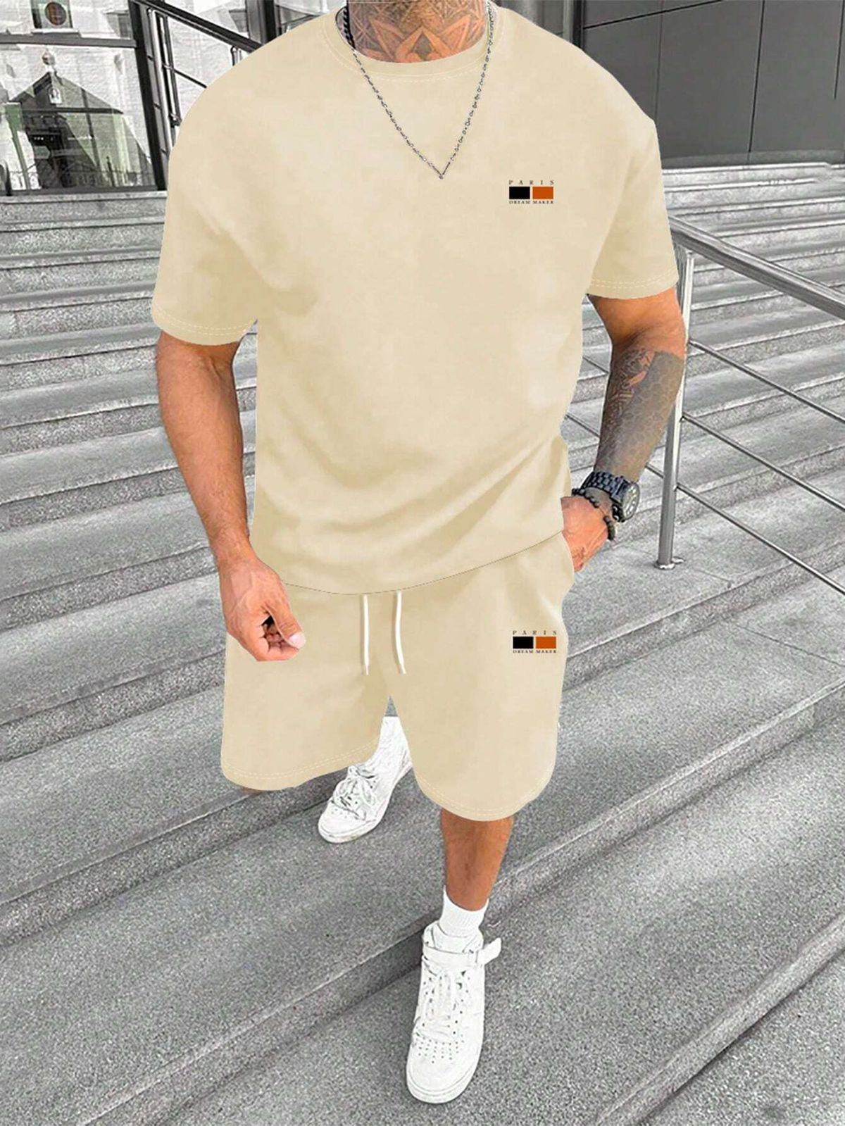 Summer Casual Suit Men's Short Sleeved T Shirt Sports Shorts Running Two Piece Suit_viptrois.com