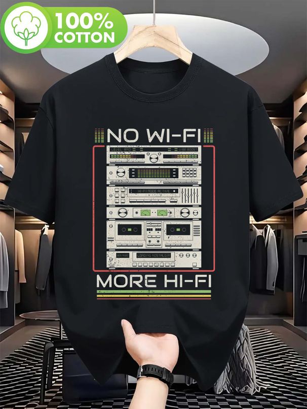 Maglietta Uomo Nera 100% Cotone 180g Collo Tondo Stampa Walkman Retrò Anni 80 90 Musica Dj Regalo Nostalgia Vestibilità Regolare_viptrois.com