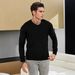 Men’s V-Neck Wool Blend Knit Sweater – Slim Fit Long Sleeve Pullover For Casual & Layering (M-4XL, White/Black)_viptrois.com