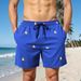 Men’s Quick-Dry Swim Trunks With Lining – Lightweight Beach Shorts, UPF Protection, 4-Inch Inseam (Black/Blue/White Duck Print, S-XXL)_viptrois.com