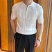Men's Clothing New High Quality Zipper Striped Ice Silk Polo Shirt Summer Knitted Thin Short Sleeve Men_viptrois.com