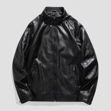 Men's Jacket PU Leather Jacket Trendy Standing Collar Biker Suit Workwear_viptrois.com