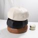 Black PU Leather Baby Pumpkin Korean Style British Artist Cute Children's Beret Hat For Girls_viptrois.com