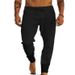 Men's Clothing Solid Color Drawstring Cotton And Linen Loose Casual Beach Casual Shorts_viptrois.com