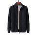 2025 Men's Jacket With Fleece, Knitted Cardigan, Stand Collar, Loose Fit, Winter Outerwear Sweater_viptrois.com