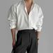 Men’s Clothing Black Shirt Men's Long Sleeved Spring Loose Shirt Niche Design Casual_viptrois.com