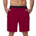 Men's Casual Solid Pattern Fitness Sports Shorts Special Offer Lightweight Breathable Polyester Mesh Mid Waist Pullstring 7 Inch Zipper Pocket_viptrois.com