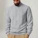 Men's Jacquard Turtleneck Sweatshirt – Heavyweight Textured Pullover For Autumn & Winter_viptrois.com