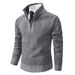 Men's Fleece-Lined Knit Sweater – Slim-Fit Stand Collar Pullover For Winter Warmth_viptrois.com