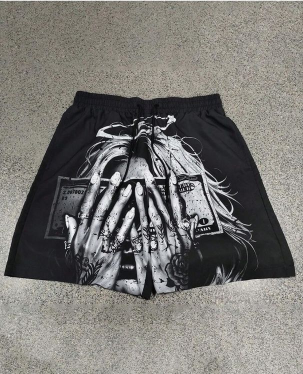 Men's Dark Themed 3D Printed Shorts Hip Hop Style Loose Fit Sporty Street Style Five Point Pants_viptrois.com