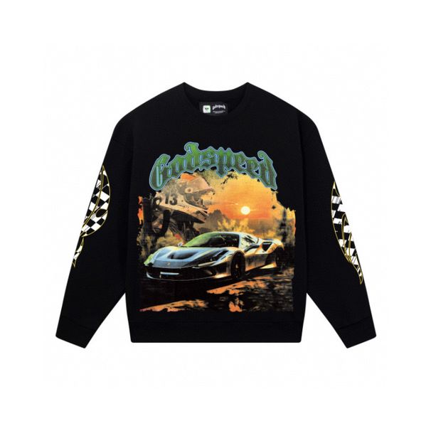 Godspeed Sports Car Print Cotton Unisex High Street Hip-Hop Crew Neck Sweatshirt Long Sleeve Trendy_viptrois.com