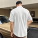 Men's Clothing Men's Short Sleeved Commuter Shirt Lapel Button Casual Texture Shirt_viptrois.com