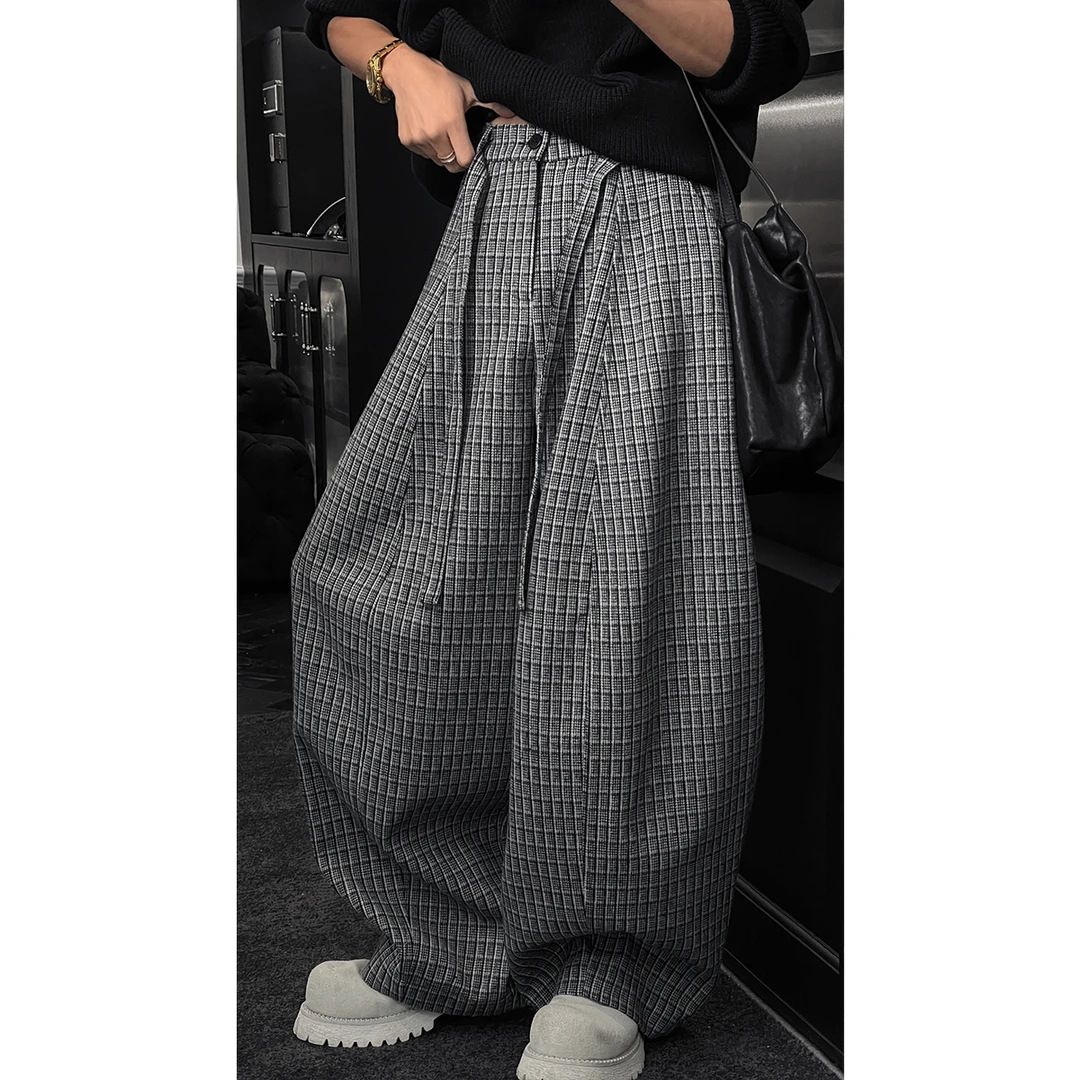 Longdao High-Quality Design Fashion Versatile Trendy Simple Men's Loose Straight-Leg Draped Retro Casual Pants_viptrois.com
