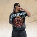 American-style 300g Flame Cartoon Full-print Washed Distressed Loose One-piece Cut Short-sleeve T-shirt_viptrois.com