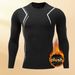 Men's Thermal Compression Base Layer – Fleece-Lined Long Sleeve Workout Shirt For Running, Gym & Outdoor Sports (XS-XXL EU/US Sizing) Black/Navy/Grey_viptrois.com
