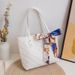 Large Capacity Diamond Embroidery Bag Style Simple Silk Scarf Tote Bag Hot Selling Shoulder Bucket Bag_viptrois.com