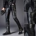 Men's Clothing Cycling Leather Pants Men's Leather Pants Trendy Slim Fit Motorcycle PU Leather Pants_viptrois.com
