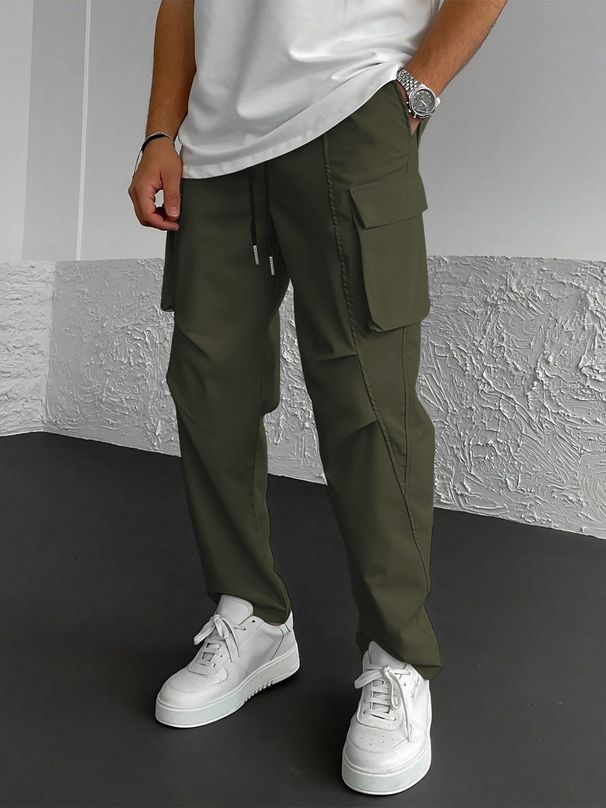 Men's Clothing Overalls With Multiple Pockets And Drawstrings Casual Pants_viptrois.com