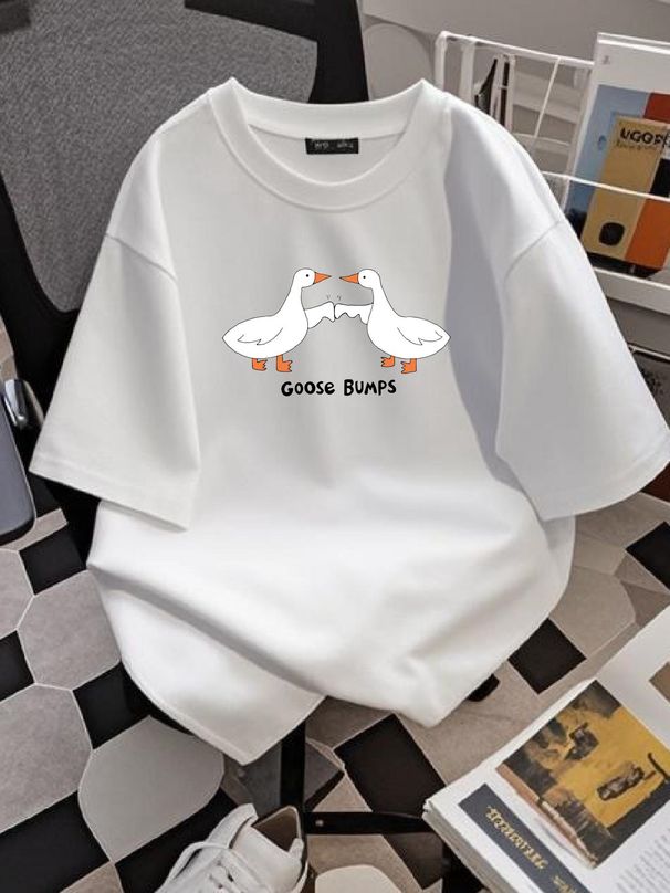 Funny Goose Bumps Duck Meme Silly Goose Lover Trendy Costume T-Shirt Soft Designer Clothes Casual Graphic Summer Versatile Homme Comfortable_viptrois.com