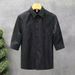 Business Casual Men's Cardigan Shirt Three Quarter Sleeve Wrinkle Free Outdoor Fashion Summer Style American Design_viptrois.com