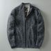 Men's Clothing Stand Up Collar Knitted Cardigan Plus Velvet Men's Stand Collar Knit Cardigan Fleece Lined Thick Warm Casual Versatile Sweater Jacket_viptrois.com