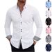 Business Casual Men's Long Sleeve Shirt Color Blocked Breathable Double Button Stretch Wrinkle Free All Season Style_viptrois.com