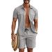 Men's Lightweight Linen-Look Shirt & Shorts Set | Casual Vacation Utility Style Outfit Lightweight & Breathable Fabric_viptrois.com